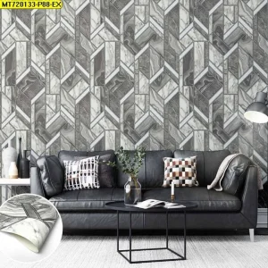 วอลเปเปอร์ลายกราฟิก แถบขาวสลับเทา No.MT720133