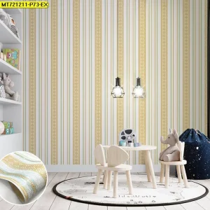 วอลเปเปอร์ลายทางสีครีม สลับเหลือง No.MT721211