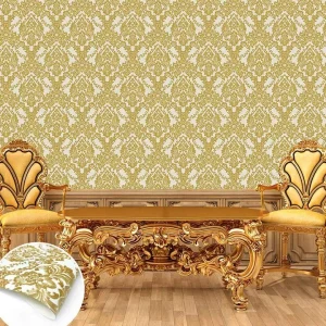 วอลเปเปอร์ลายหลุยส์สีทอง พื้นครีม No.MT722503