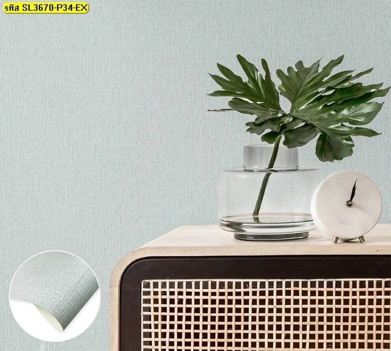 วอลเปเปอร์ติดผนังลายเรียบสีเทาอมฟ้า No.SL3670