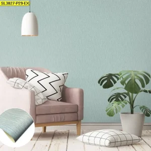 วอลเปเปอร์ติดผนังลายเรียบสีเทาอมฟ้า No.SL3827