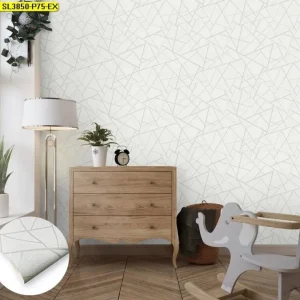 วอลเปเปอร์ติดผนังลายกราฟิกสีขาว No.SL3850