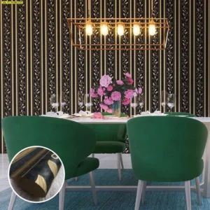 วอลเปเปอร์ลายหลุยส์สีดำทอง No.YS-251002