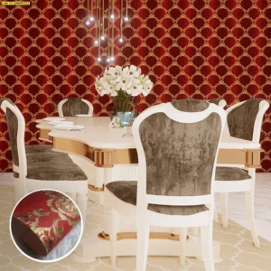 วอลเปเปอร์ลายหลุยส์สีแดงน้ำตาล No.YS-320609