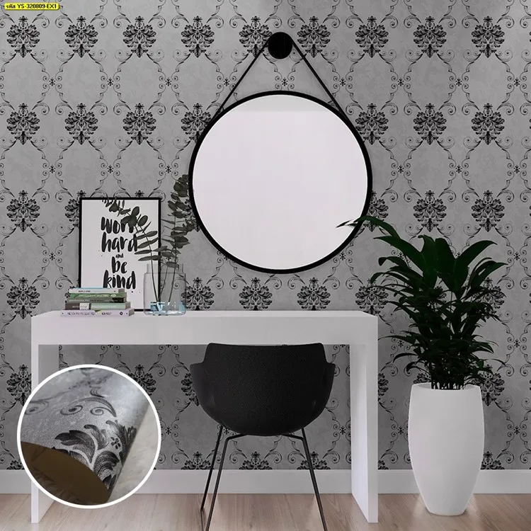 วอลเปเปอร์ลายหลุยส์สีเทาดำ No.YS-320809