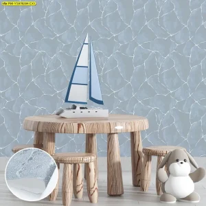 วอลเปเปอร์ลายคลื่นน้ำสีฟ้าอ่อน No.YS976204