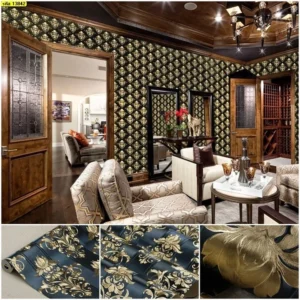 วอลเปเปอร์ลายหลุยส์ สีทองพื้นกรม No.13842