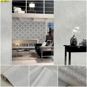 วอลเปเปอร์ลายเส้นไหมสีเงิน No.138612