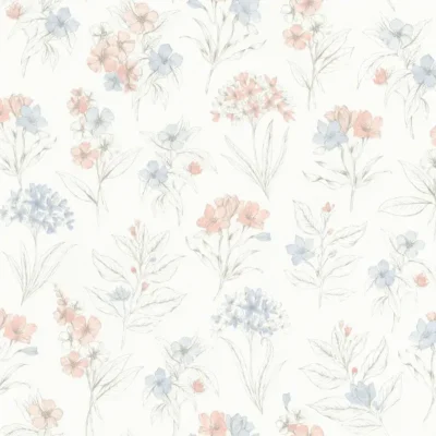 วอลเปเปอร์ลายดอกไม้สีฟ้า-โอรส
