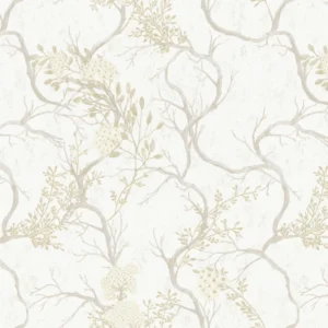 วอลเปเปอร์ลายใบไม้สีครีมอ่อน No.27703