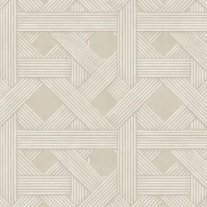 วอลเปเปอร์โมเดิร์นสีครีม ลายตาข่ายสาน พื้นเป็นลายปูน No.34512-2