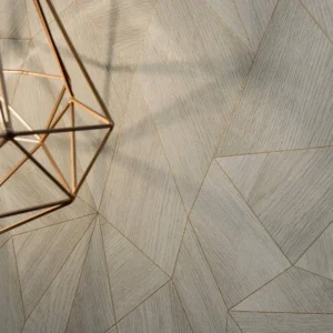 วอลเปเปอร์ลายไม้3D สีครีมขอบทอง No.36133-2