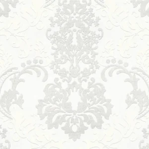 วอลเปเปอร์ลายหลุยส์สีขาว มีกลิตเตอร์ No.36166-1