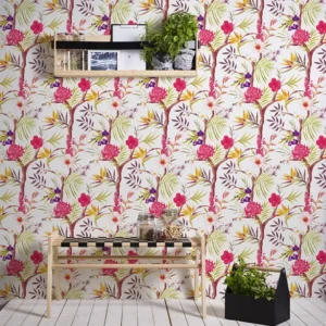 วอลเปเปอร์ลายต้นไม้ดอกไม้ โทนชมพู No.36202-1