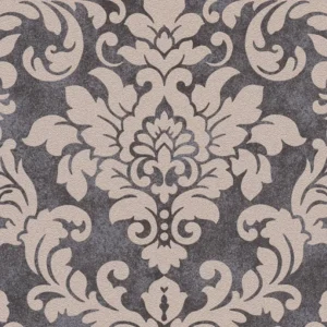 วอลเปเปอร์ลายหลุยส์สีเทาดำ ลายสีน้ำตาล ผสมกลิตเตอร์ No.37270-4