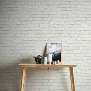 วอลเปเปอร์ลายอิฐขาวอมเทา No.37414-2