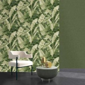 วอลเปเปอร์ลายใบไม้ สีเขียว No.4029-3