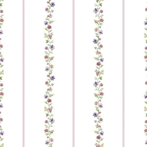 วอลเปเปอร์ลายดอกไม้และลายเส้น พื้นสีขาว No.4030-1