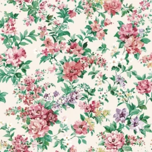 วอลเปเปอร์ลายดอกไม้สีแดง พื้นสีครีม No.4031-3