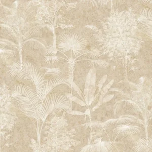 วอลเปเปอร์ลายใบไม้ทรอปิคอล สีเทาอ่อน No.4032-3