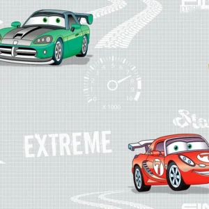 วอลเปเปอร์ห้องเด็ก ลายรถ พื้นสีเทา No.5135-1