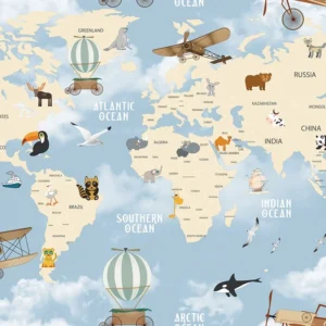 Alternative view of วอลเปเปอร์ห้องเด็กลายแผนที่ No.5138-1