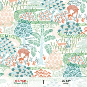 วอลเปเปอร์ลายต้นไม้ กวาง No.57202-1
