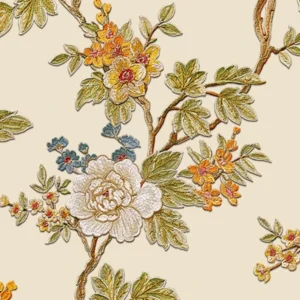 วอลเปเปอร์ลายดอกไม้ เท็กเจอร์ผ้า No.65437-1