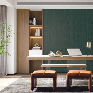 วอลเปเปอร์ตาข่ายโมเดิร์นสีน้ำตาล พื้นสีเขียวน้ำเงิน No.65449-1