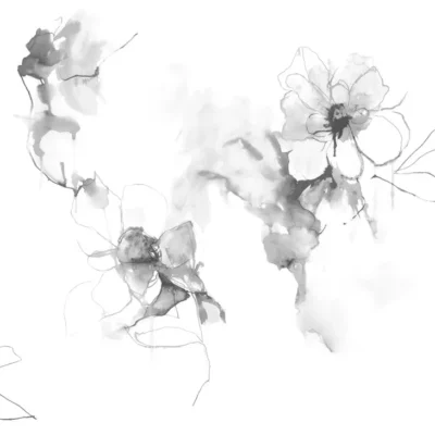 วอลเปเปอร์ลายดอกไม้ สีเทา พื้นขาว No.7830-2