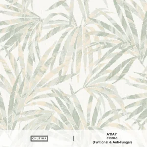 วอลเปเปอร์ลายใบไม้ สีเขียว No.81380-3