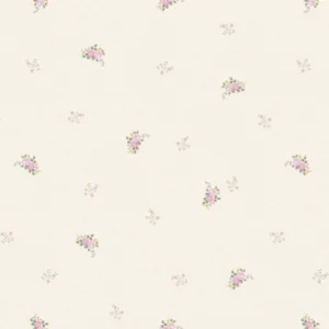 วอลเปเปอร์ลายดอกไม้สีชมพู ดอกเล็กพื้นสีขาว มีกลิเตอร์ No.82057-1