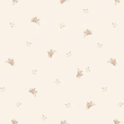 วอลเปเปอร์ลายดอกไม้สีโอรส ดอกเล็ก พื้นสีขาว มีกลิเตอร์ No.82057-3