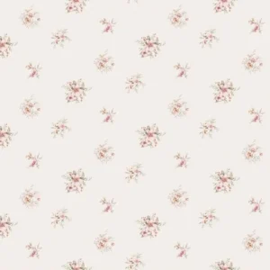 วอลเปเปอร์ลายดอกไม้สีชมพู ดอกเล็ก พื้นสีขาว มีกลิเตอร์ No.82062-3