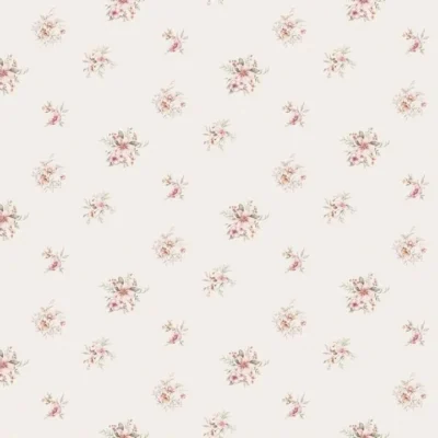 วอลเปเปอร์ลายดอกไม้สีชมพู ดอกเล็ก พื้นสีขาว มีกลิเตอร์ No.82062-3
