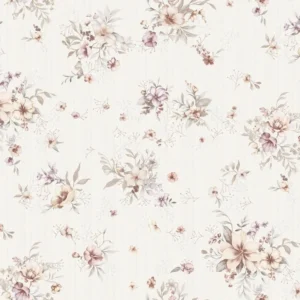 วอลเปเปอร์ลายดอกไม้สีชมพู ดอกเล็ก พื้นสีขาว มีกลิเตอร์ No.82063-1