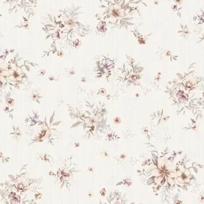 วอลเปเปอร์ลายดอกไม้สีชมพู ดอกเล็ก พื้นสีขาว มีกลิเตอร์ No.82063-1