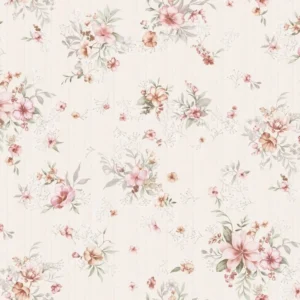 วอลเปเปอร์ลายดอกไม้สีชมพู พื้นสีขาว มีกลิเตอร์ No.82063-3