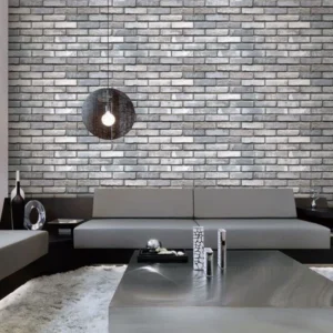 วอลเปเปอร์ลายอิฐสีเทาน้ำเงิน ขนาดก้อนอิฐ 20x5cm. No.85051-2