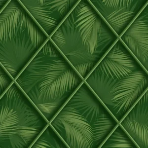 วอลเปเปอร์ลายใบไม้ สีเขียว No.88507-1