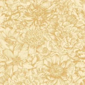 วอลเปเปอร์ลายดอกไม้ สีเหลืองน้ำตาล No.88509-2
