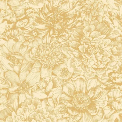 วอลเปเปอร์ลายดอกไม้ สีเหลืองน้ำตาล No.88509-2