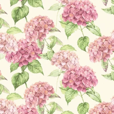 วอลเปเปอร์ลายดอกไม้สีชมพู สีพื้นครีมอ่อน No.88520-1