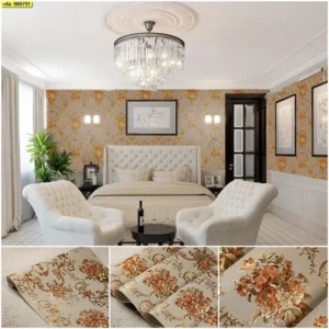 วอลเปเปอร์ลายดอกไม้สีเทา No.900791