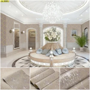 วอลเปเปอร์ลายหลุยส์ สีเทาปนเงิน No.900801