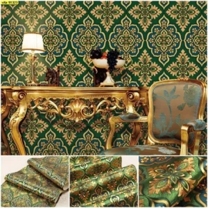 วอลเปเปอร์ลายหลุยส์สีเขียว No.91323