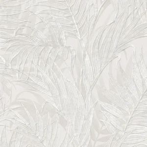 วอลเปเปอร์ลายใบไม้สีเทาเงิน พื้นสีเทาอ่อน No.GR322101
