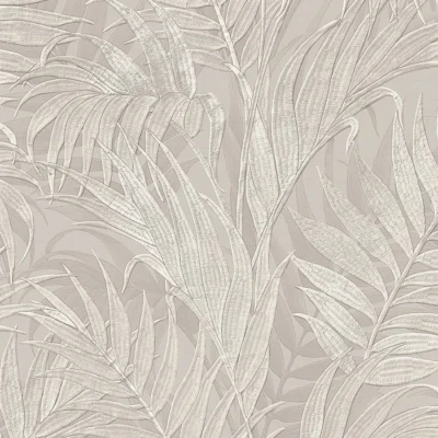 วอลเปเปอร์ลายใบไม้สีเทาเงิน พื้นสีเทา No.GR322103