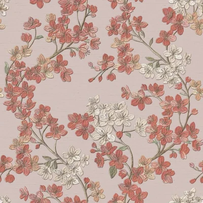 วอลเปเปอร์ลายดอกไม้สีส้มโอรส No.GR322204