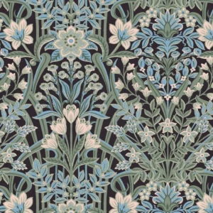 วอลเปเปอร์ลายดอกไม้ พื้นสีน้ำเงิน No.T1098-02